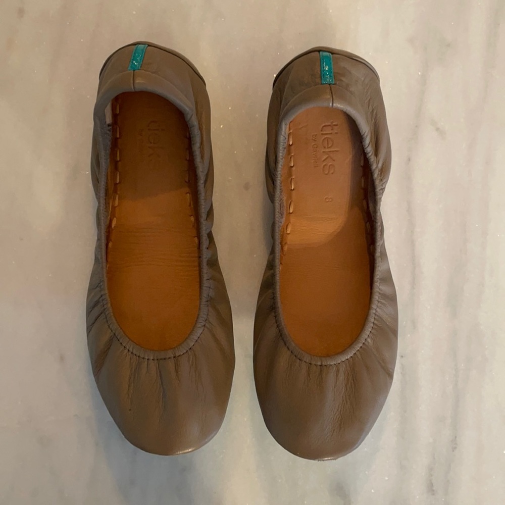 Tieks Taupe Leather Ballet Flats